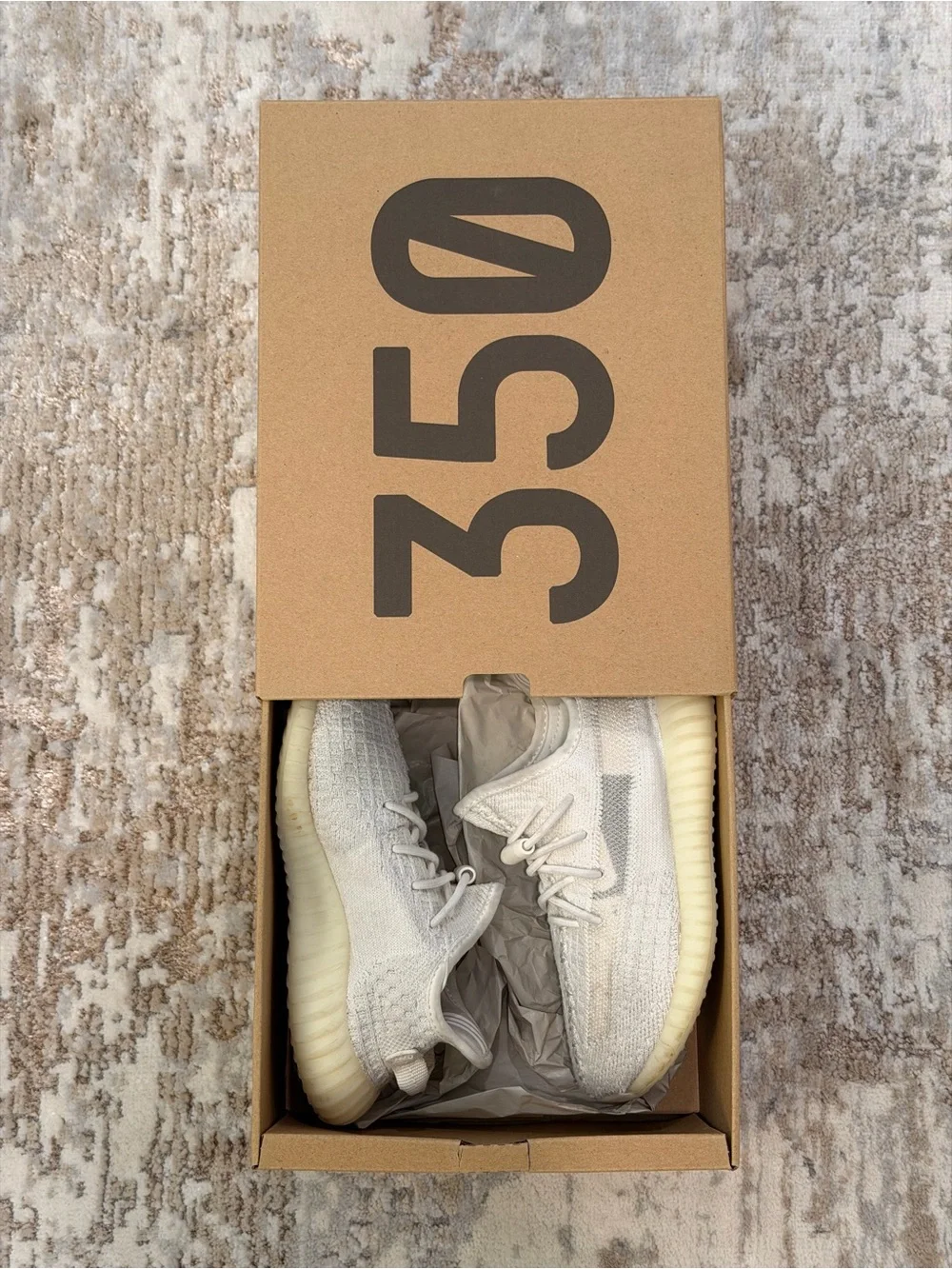Pre-owned Yeezy Boost 350 V2 Bone Kids Size 1K
